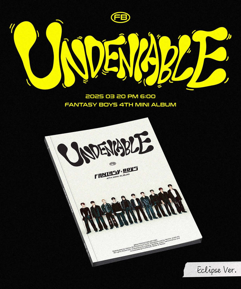 FANTASY BOYS - 4th Album [UNDENIABLE] (Eclipse ver.) - Album Kpop : pochette noire, mini album Eclispe, groupe visible