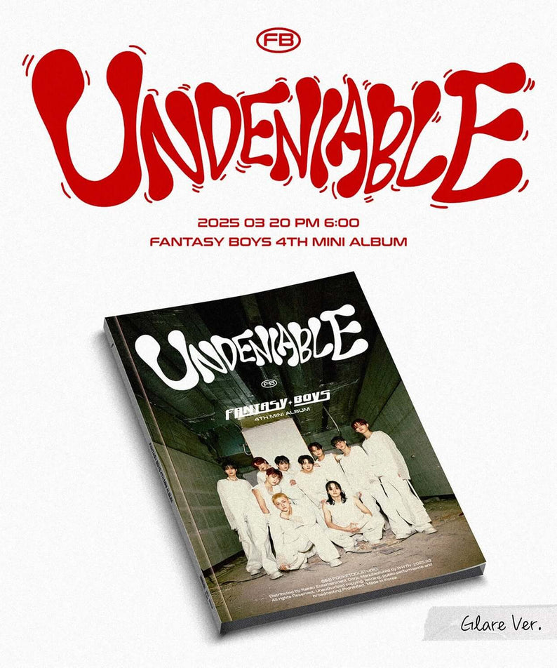 FANTASY BOYS - 4th Album [UNDENIABLE] (Glare ver.) - Album Kpop : pochette noir-vert sur fond blanc, titre rouge