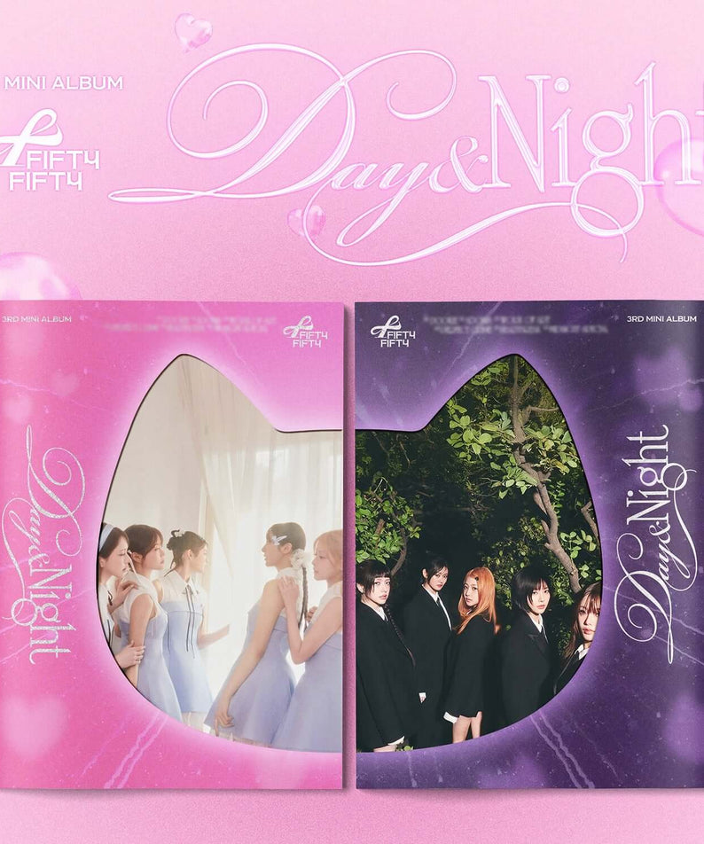 FIFTY FIFTY - [Day & Night] (DAY VER.) - Album Kpop : coffrets jour et nuit rose/violet, visuel féminin, marque FIFTY FIFTY