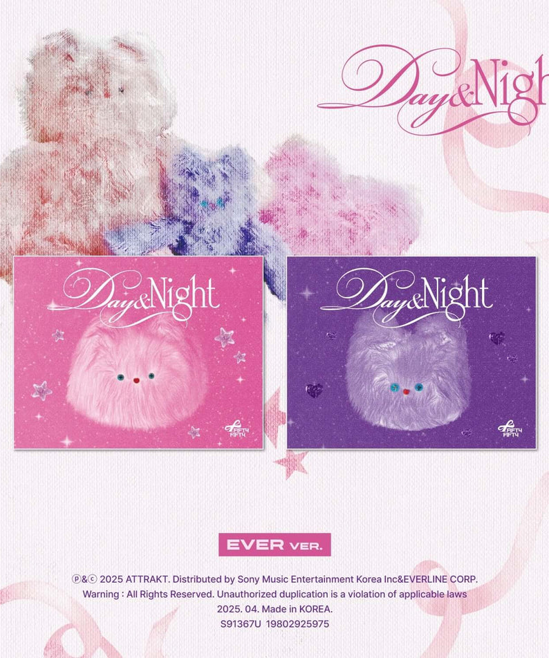 FIFTY FIFTY - [Day & Night] (EVER VER.) (Night VER.) - Album Kpop, visuel Day&Night avec coffrets rose & violet, logo Night