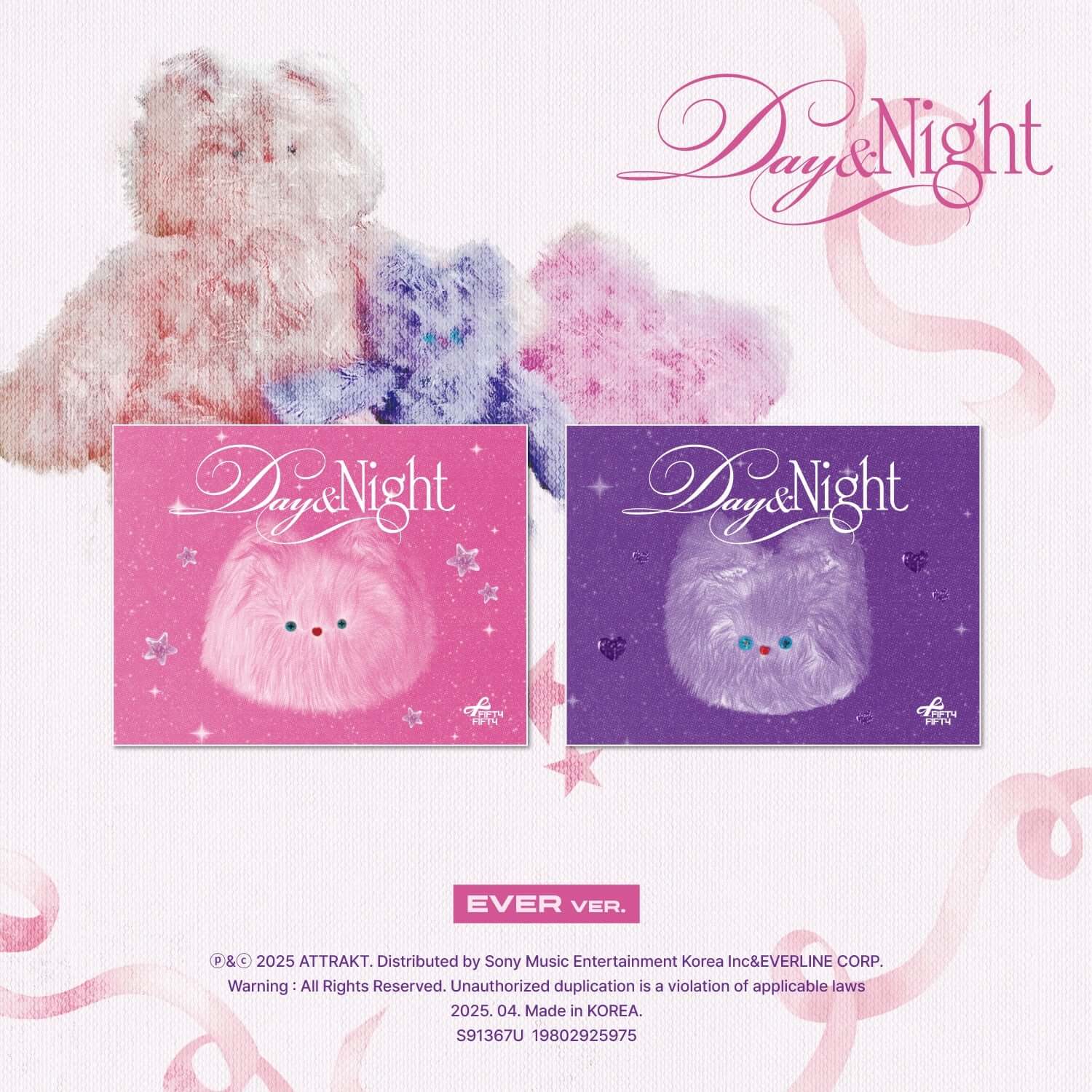 FIFTY FIFTY - [Day & Night] (EVER VER.) (Night VER.) - Album Kpop, visuel Day&Night avec coffrets rose & violet, logo Night