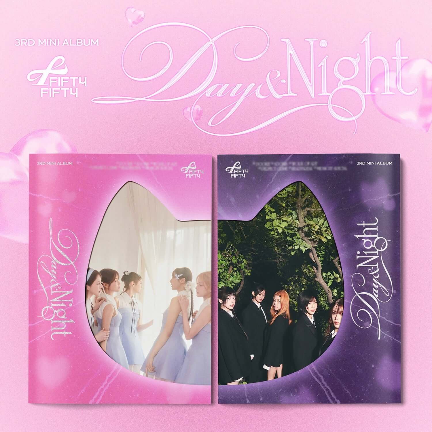 FIFTY FIFTY - [Day & Night] (NIGHT VER.) - Album Kpop : cover rose et nuit avec photos, FIFTY FIFTY en visuel