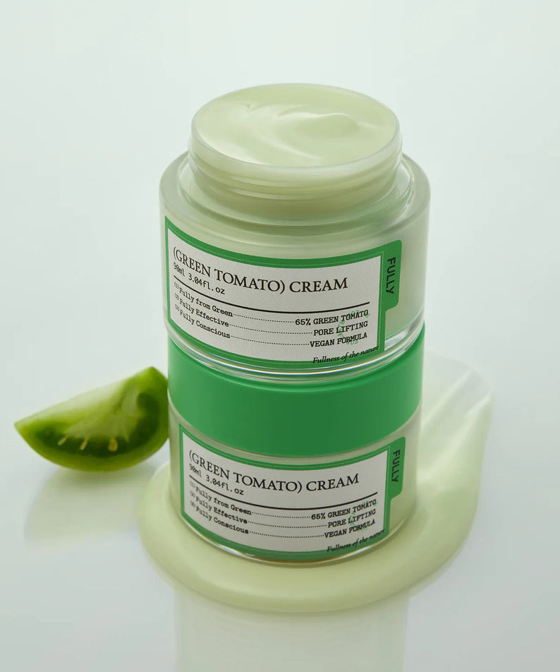 FULLY  Green Tomato Cream 90ml de la marque FULLY, pot crème verte sur fond clair, avec tranches de tomate verte.