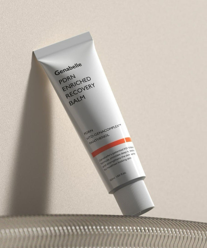 GENABELLE PDRN Enriched Recovery Balm 50ml de Genabelle, tube sur fond beige, soin de récupération visuel.
