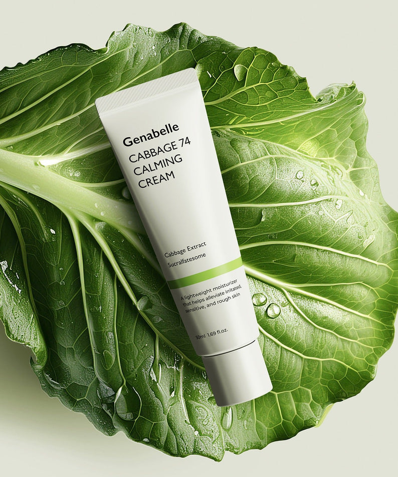 Crème apaisante GENABELLE Cabbage 74 Calming Cream 50ml sur feuille de chou, hydratante et relaxante, tube de 50 ml