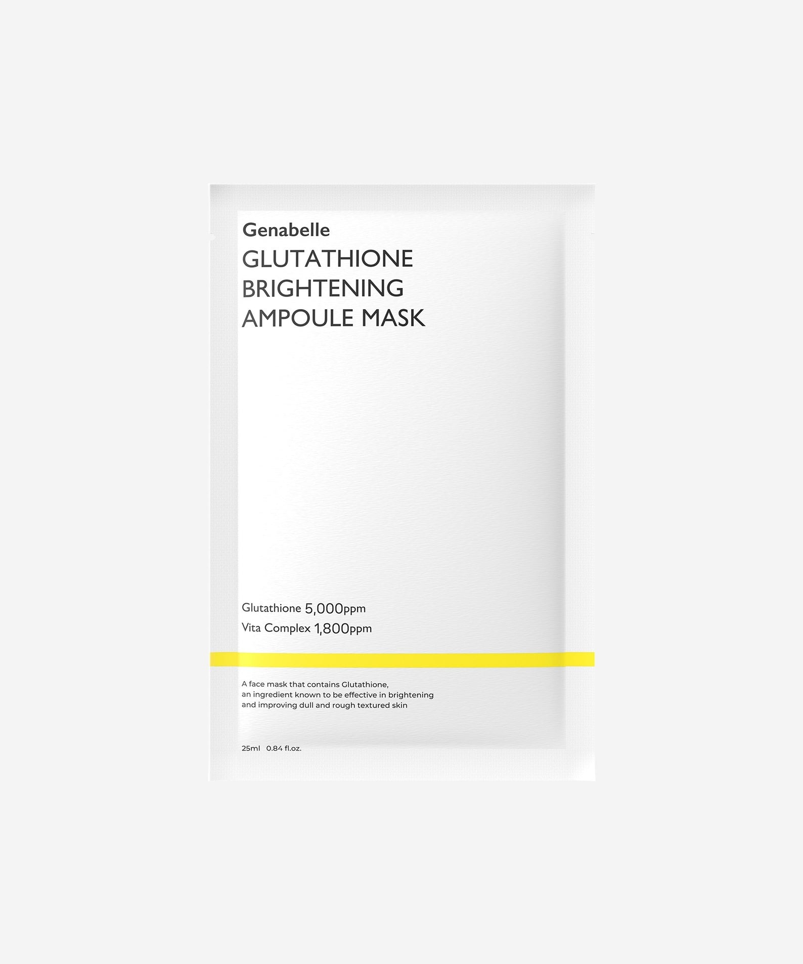 Masque GENABELLE Glutathione Brightening Ampoule Mask 5ea, idéale pour une peau lumineuse et éclatante.