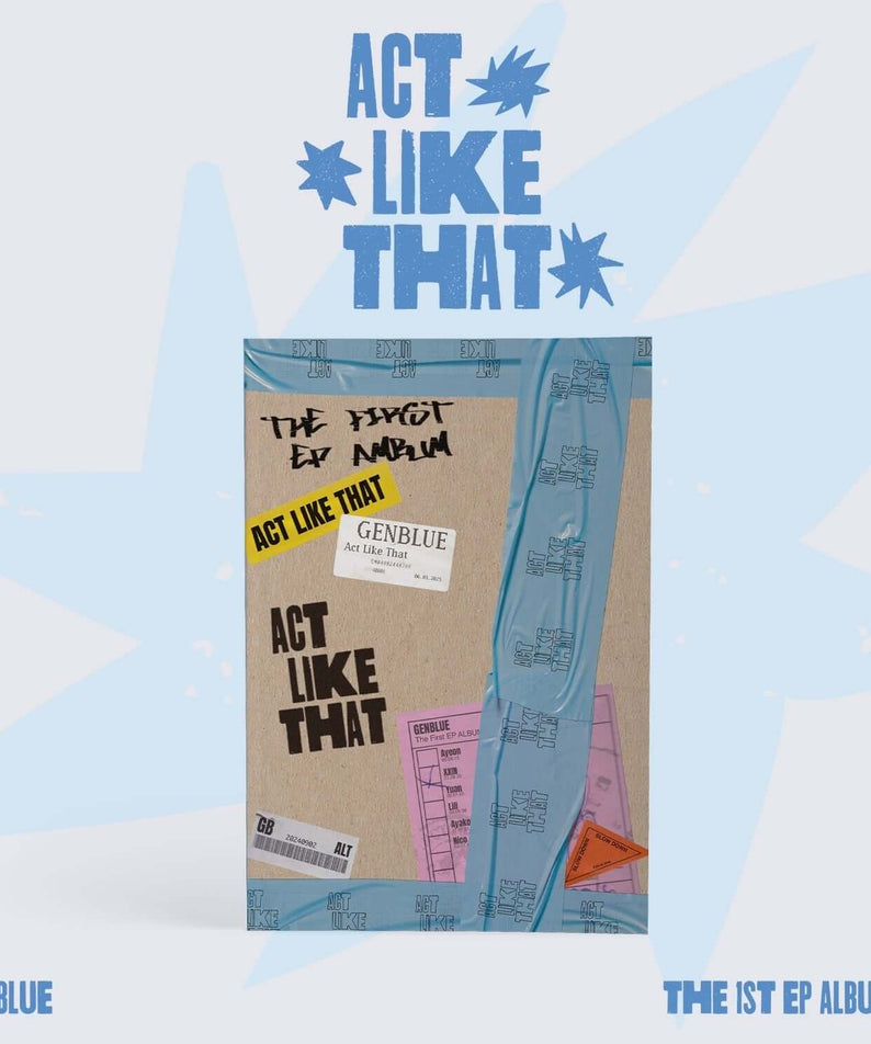 GENBLUE - 1st EP Album [ACT LIKE THAT] - Album Kpop, couverture bleue et rose “ACT LIKE THAT” sur fond étoilé