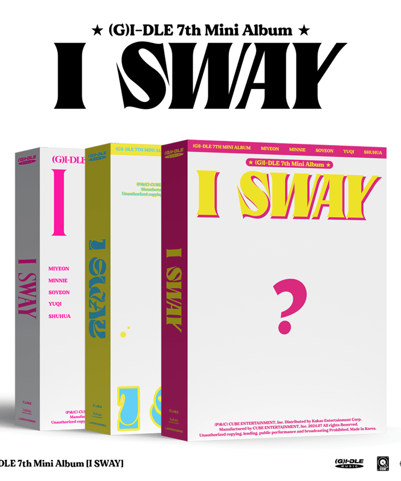 (G)I-DLE - 7th Album [I SWAY] (Wind Ver. / Wave Ver. / Beat Ver.) (Random) - Album Kpop : pack de versions sur fond blanc