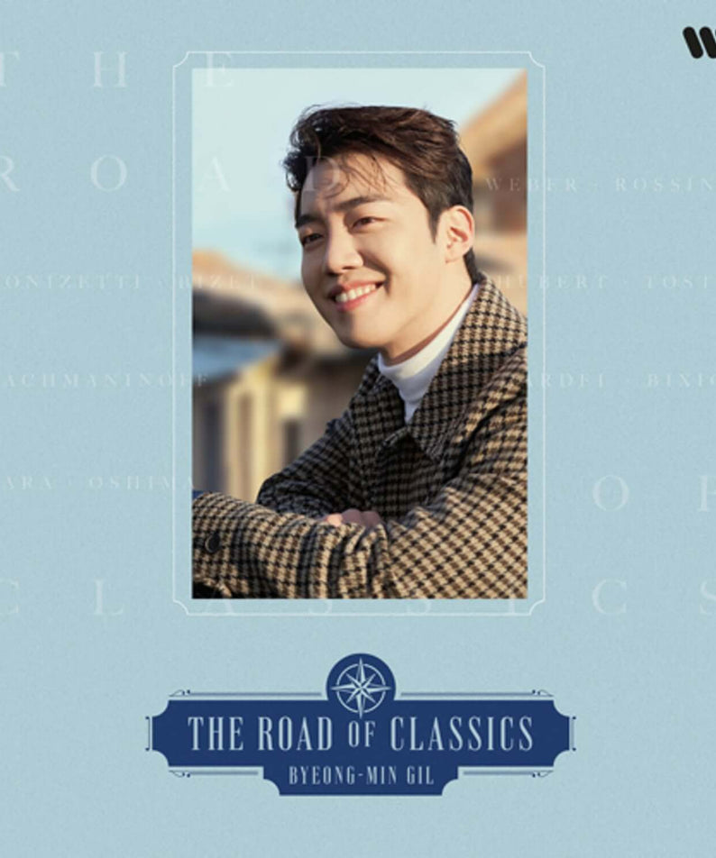 GIL, BYEONG-MIN - The Road of Classics (B ver.) - Album Kpop : pochette bleu, portrait BYEONG-MIN GIL en extérieur.
