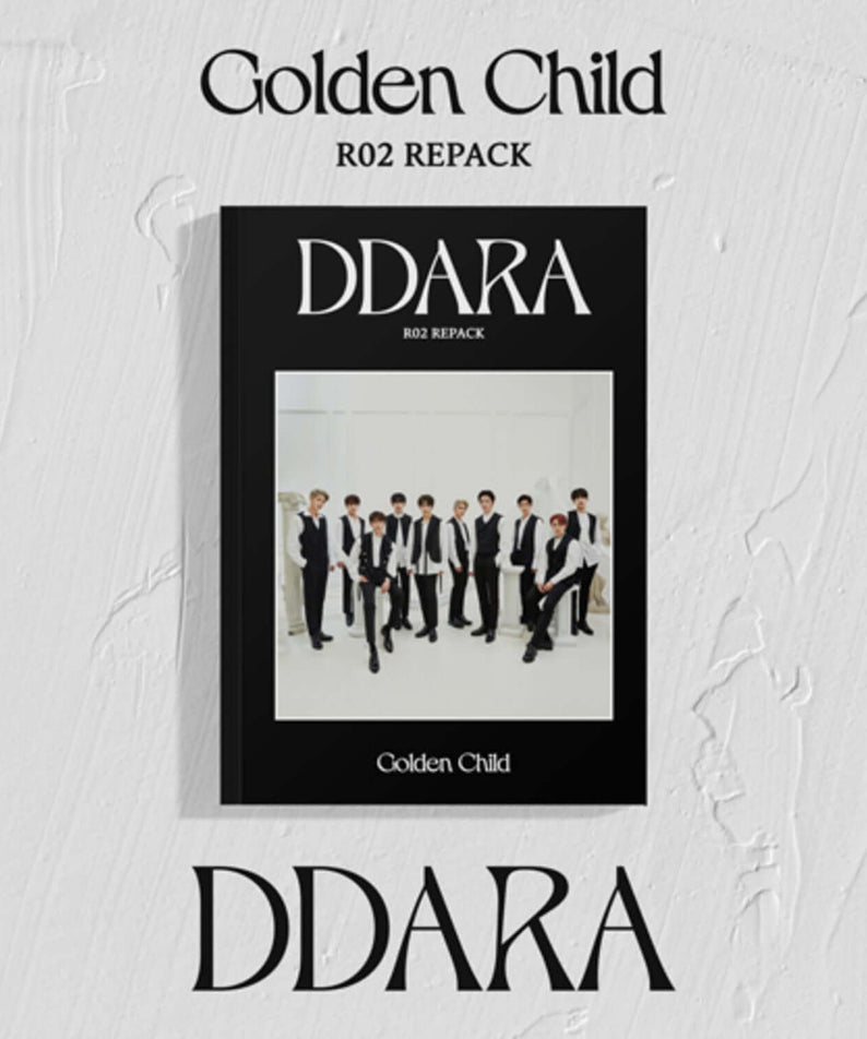 GOLDEN CHILD - 2nd Album [DDARA] B ver. - Album Kpop : cover DDARA R02 REPACK, groupe en costume sur fond blanc