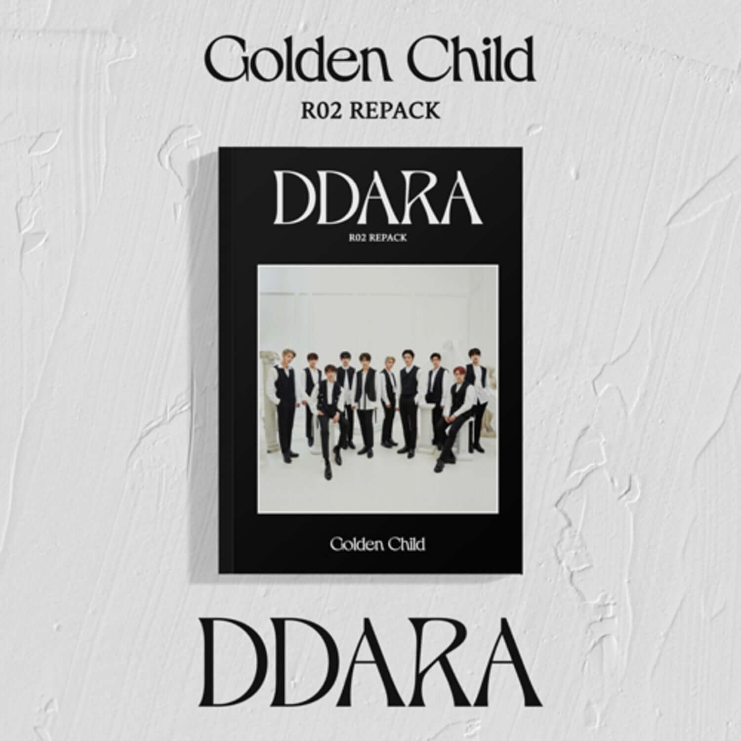 GOLDEN CHILD - 2nd Album [DDARA] B ver. - Album Kpop : cover DDARA R02 REPACK, groupe en costume sur fond blanc