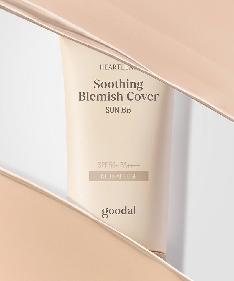 GOODAL Eoseongcho Soothing Blemish Cover Sun BB Cream 50ml, tube sur fond beige, contexte cosmétique, produit GOODAL