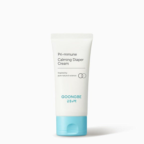 GOONGBE  Pri-mmune Calming Diaper Cream 80ml, tube blanc/bleu sur fond clair, crème anti-irritations pour bébé