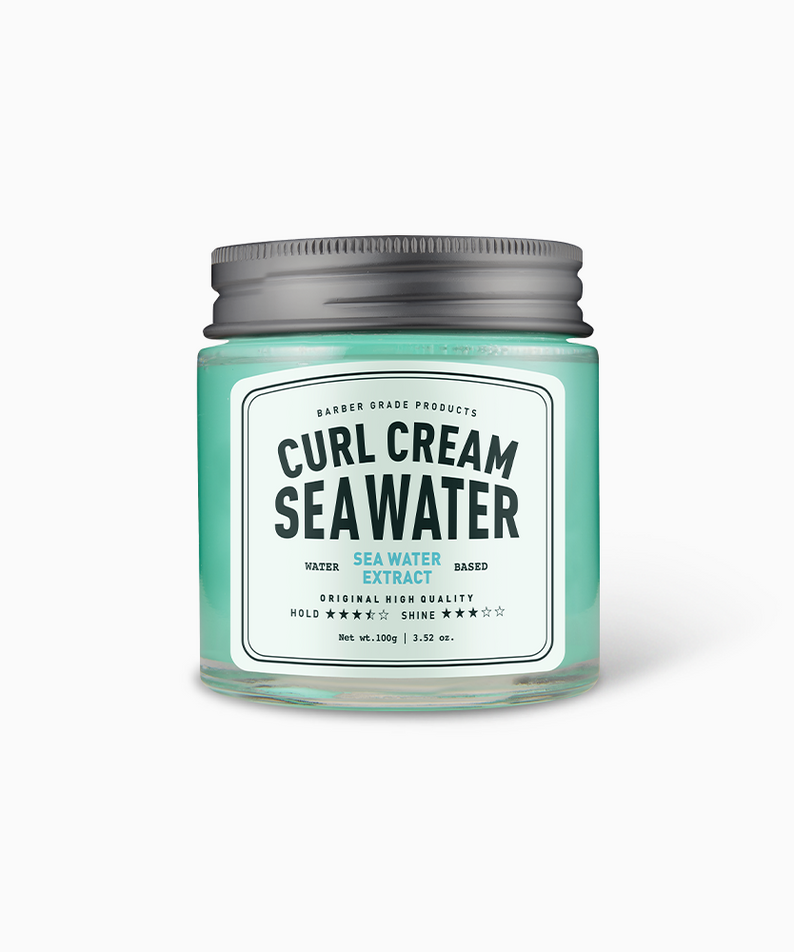 GRAFEN  Curl Cream Sea Water 100g, crème coiffante de la marque sur fond clair, bocal vert, style soin boucles.