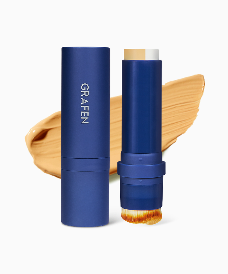 GRAFEN  Triple Lip™ Handsome Lip/ Color Lip : packaging bleu et maquillage nude sur fond blanc, marque GRAFEN