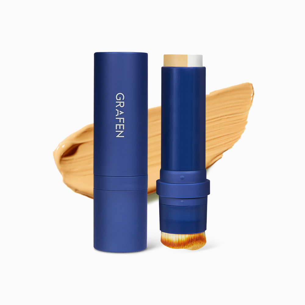 GRAFEN  Triple Lip™ Handsome Lip/ Color Lip : packaging bleu et maquillage nude sur fond blanc, marque GRAFEN