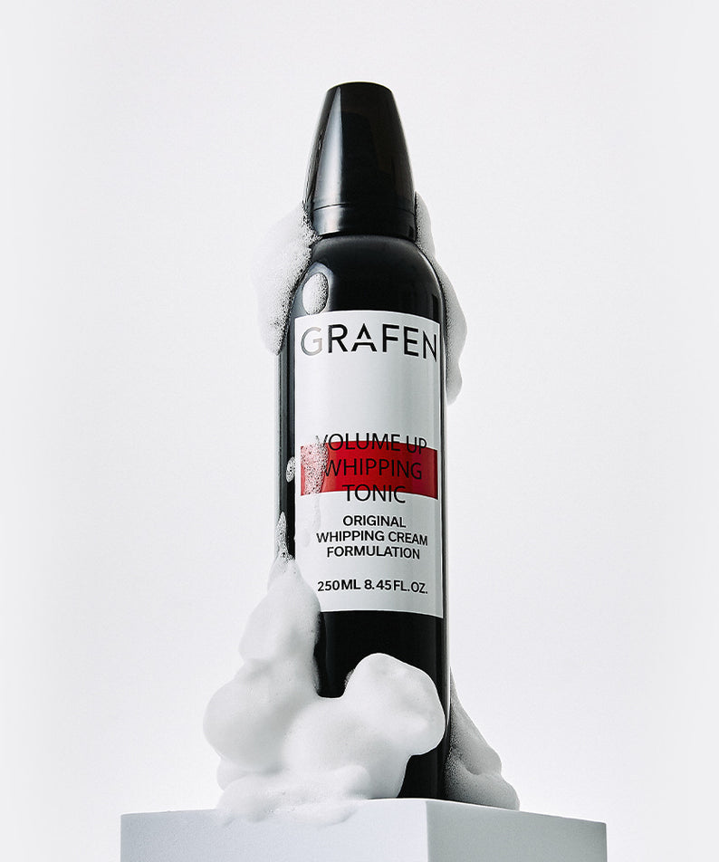 GRAFEN  Volume Up Whipping Tonic 100ml, produit cosmétique sur fond clair avec branding GRAFEN et étiquette détaillée