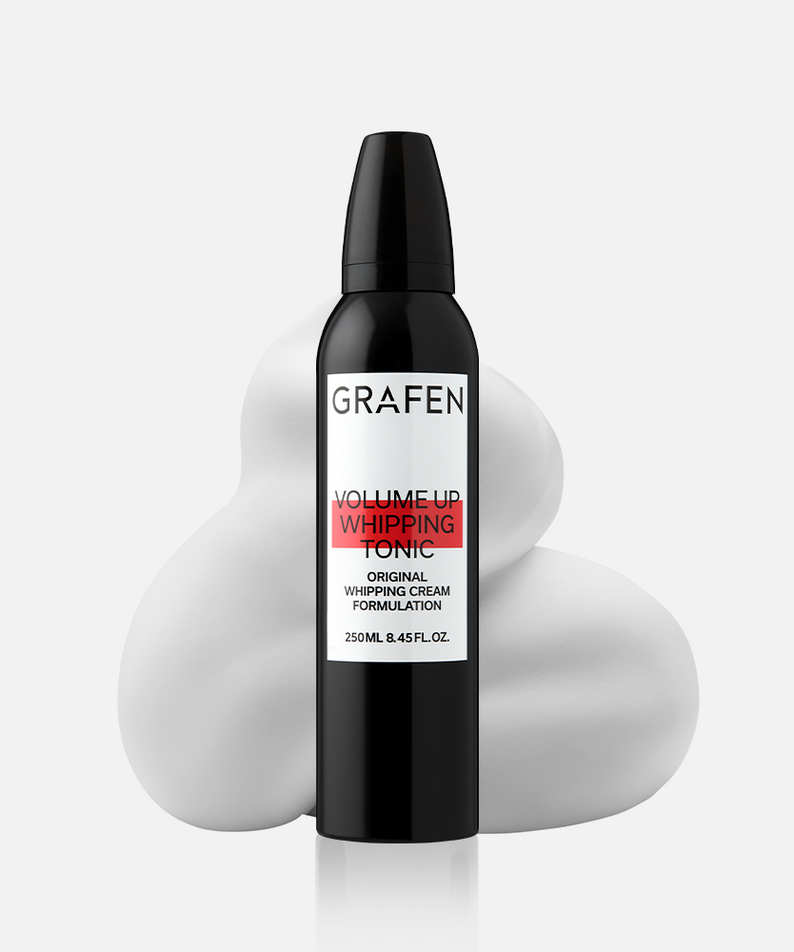 GRAFEN Volume Up Whipping Tonic 100ml, bouteille au design noir et blanc sur fond clair, marque GRAFEN