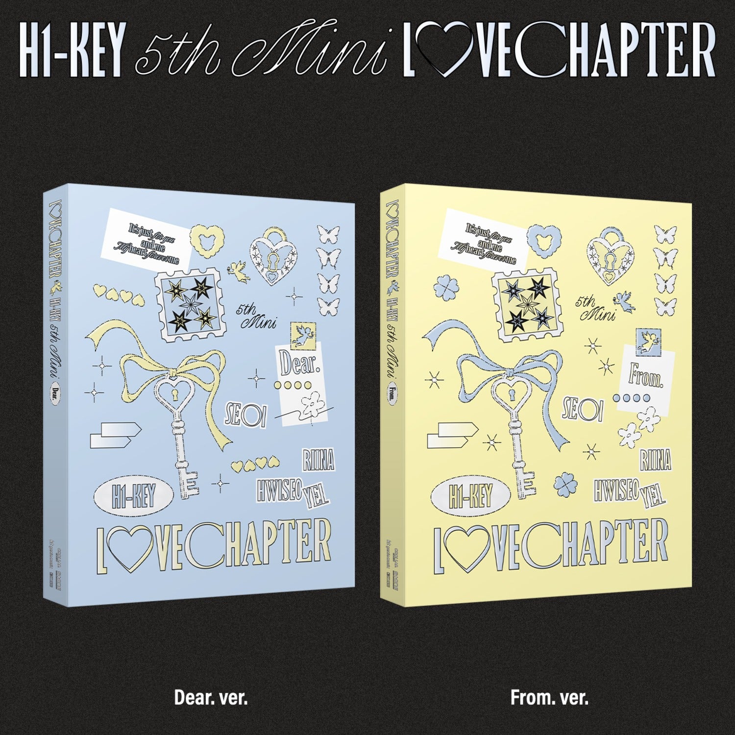 H1-KEY - [LOVECHAPTER] (Random 1 of 2) - Album Kpop, couverture “I♥VECHAPTER” avec versions Dear/From, design pastel