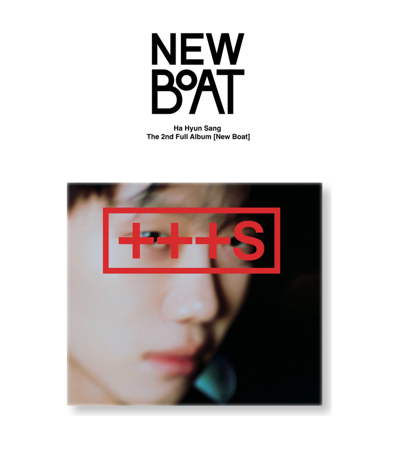 HA HYUNSANG - 2nd Album [New Boat] - Album Kpop, visuel cover “NEW BOAT”, photo floue et logo rouge, ambiance mature