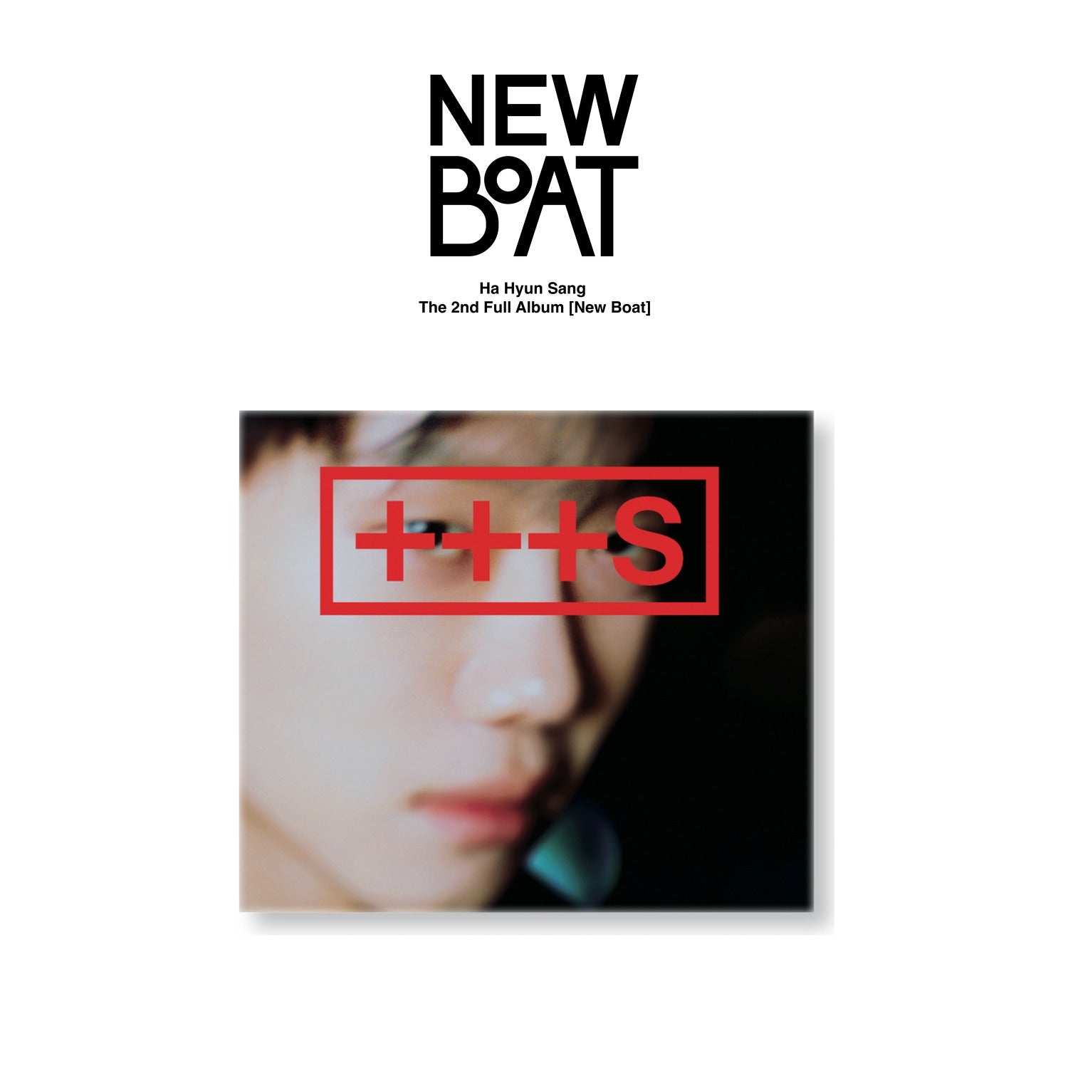 HA HYUNSANG - 2nd Album [New Boat] - Album Kpop, visuel cover “NEW BOAT”, photo floue et logo rouge, ambiance mature