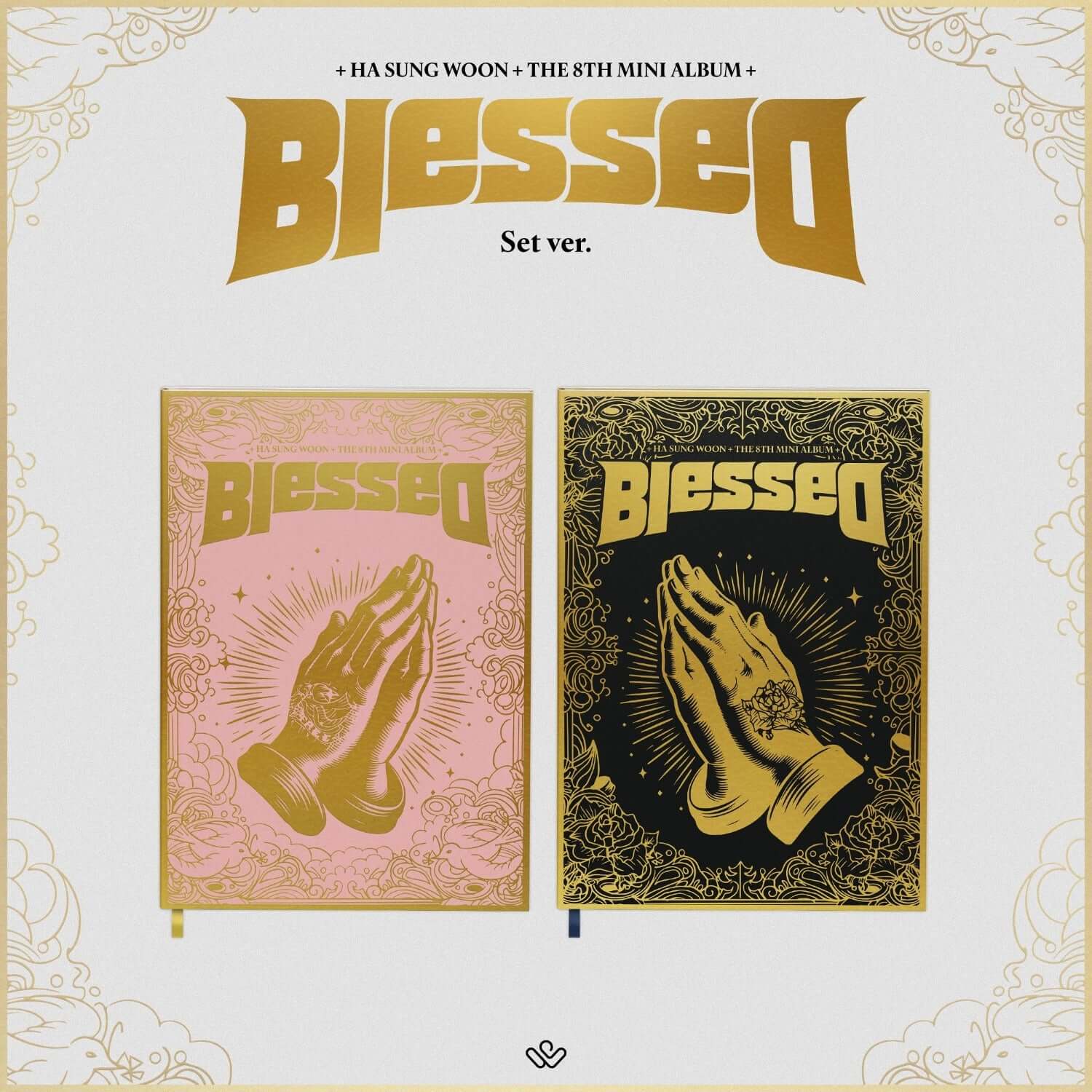 HA SUNG WOON - 8th Album Blessed (Photobook) (Set) - Album Kpop : coffret complet, visuel couvertes pastel et doré