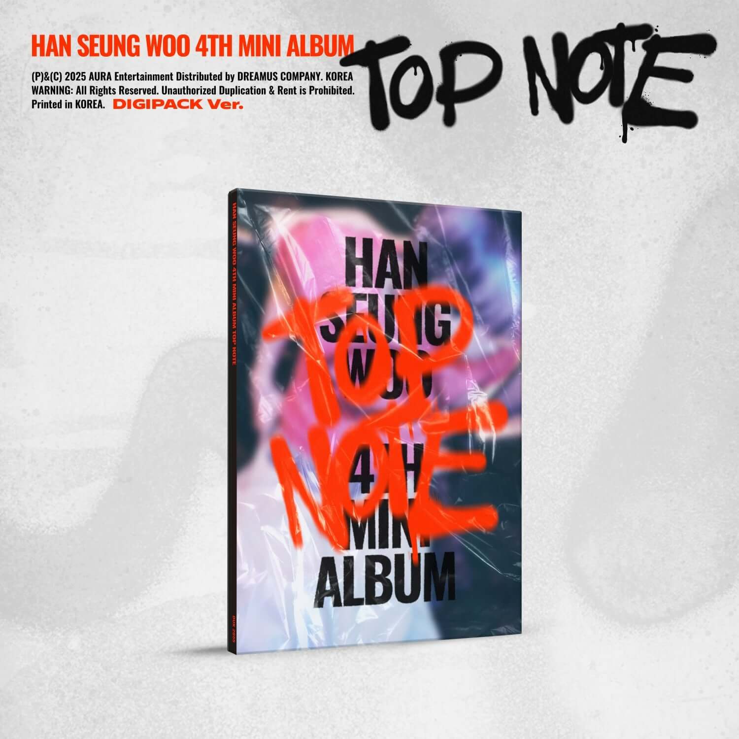 HAN SEUNG WOO - 4th Mini Album_TOP NOTE (Digipack Ver.) - Album Kpop, pochette Digipack sur fond graffiti noir/white