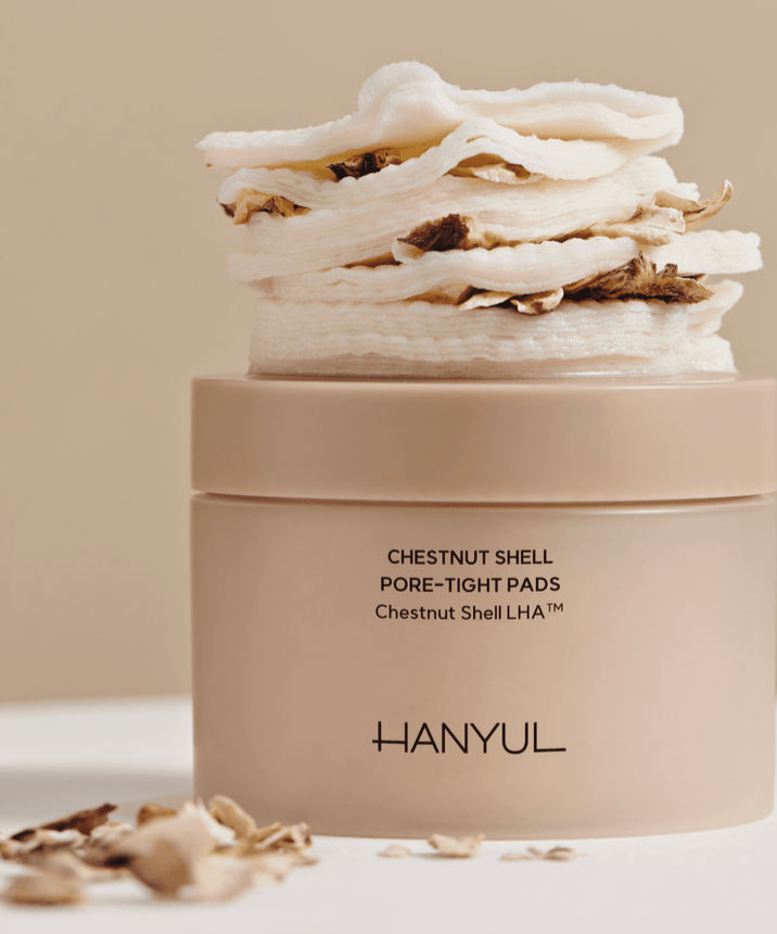 Pot de HANYUL Buddleberry Pore Tightening Pad avec coussinets empilés, produit de soin des pores.