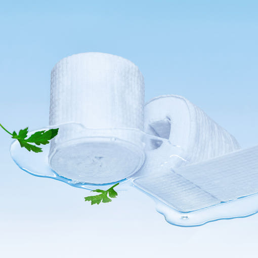 HANYUL Young Artemisia Extract Moisturizing Pad 60 Sheets, compresses visage brandies HANYUL sur fond bleu, feuilles d’armoise