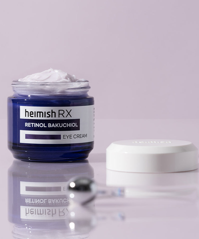 HEIMISH RX Retinol Bakuchiol Eye Cream 30ml crème pour les yeux avec rétinol et bakuchiol dans un pot bleu élégant.