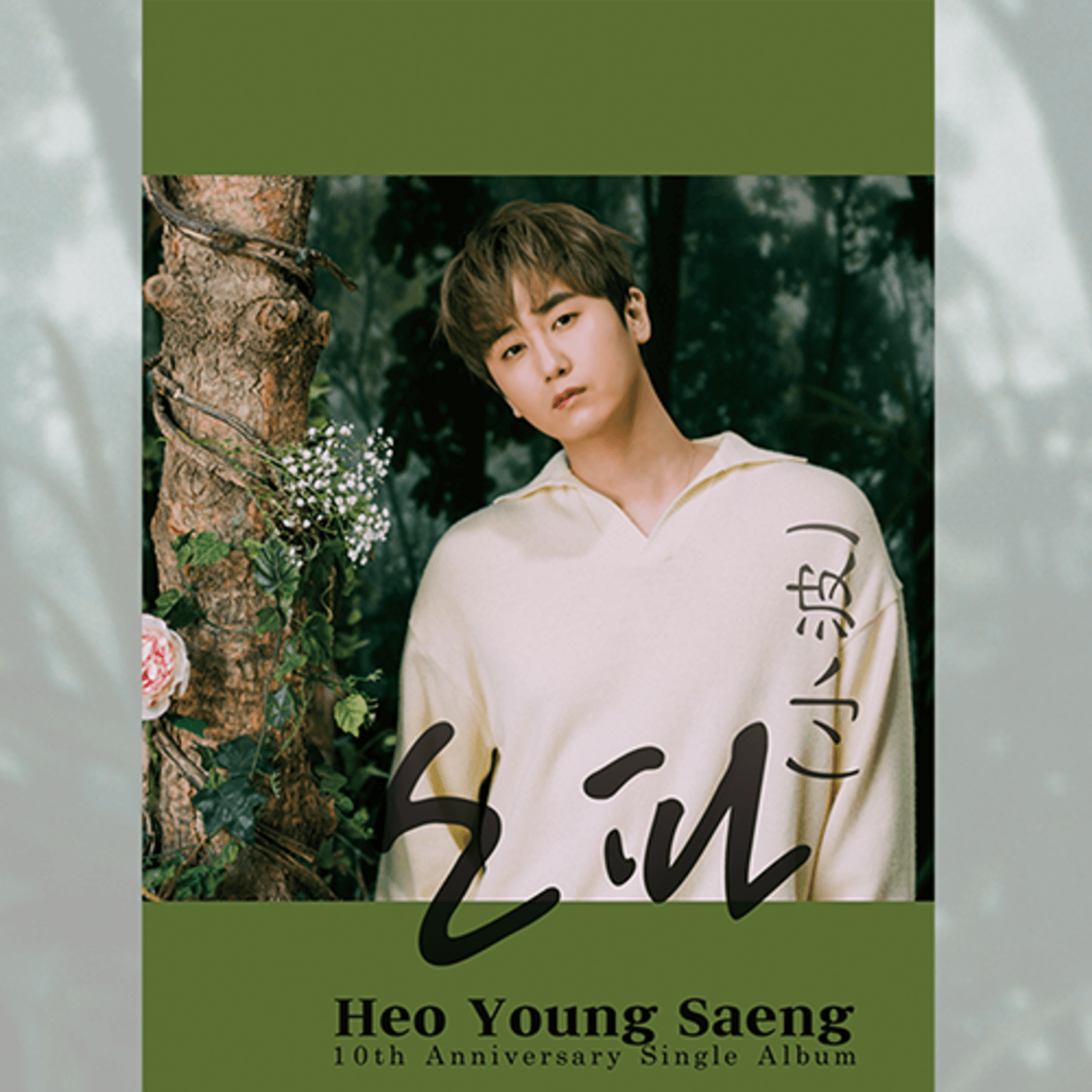 HEO YOUNGSEUNG - (小波) (Y.E.S Ver.) - Album Kpop : portrait du chanteur en extérieur, cover verte, style 10th anniversary