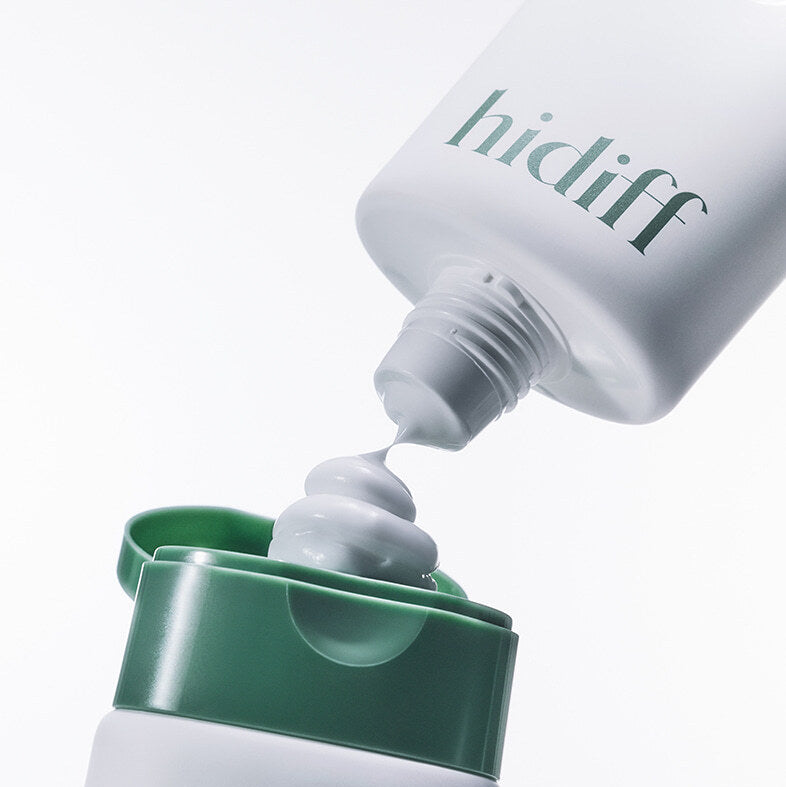 HIDIFF Royal Finish Cream 80ml : tube crème à l’ouverture, détail texture, fond blanc, marque visible. 