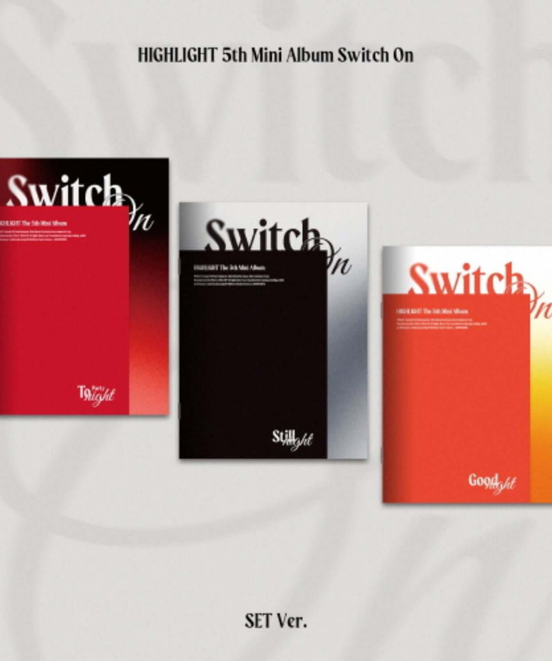 HIGHLIGHT - 5th Album [Switch On] (Random 1 of 3) - Album Kpop, packshot sur fond clair, marquage HIGHLIGHT, covers Switch On