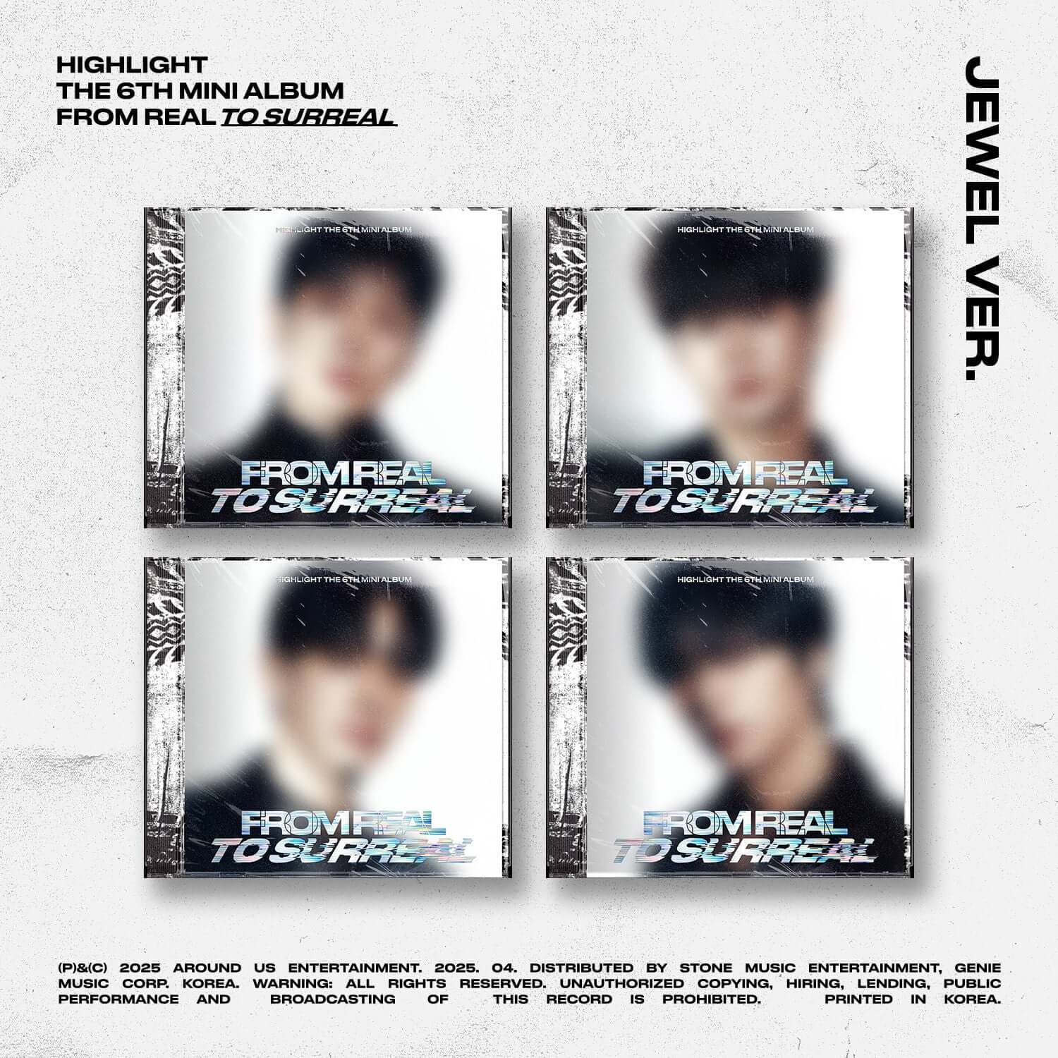 HIGHLIGHT - The 6th MINI ALBUM [From Real to Surreal] (JEWEL Ver.) (Random 1 of 4) - Album Kpop, boîtiers sur fond blanc.