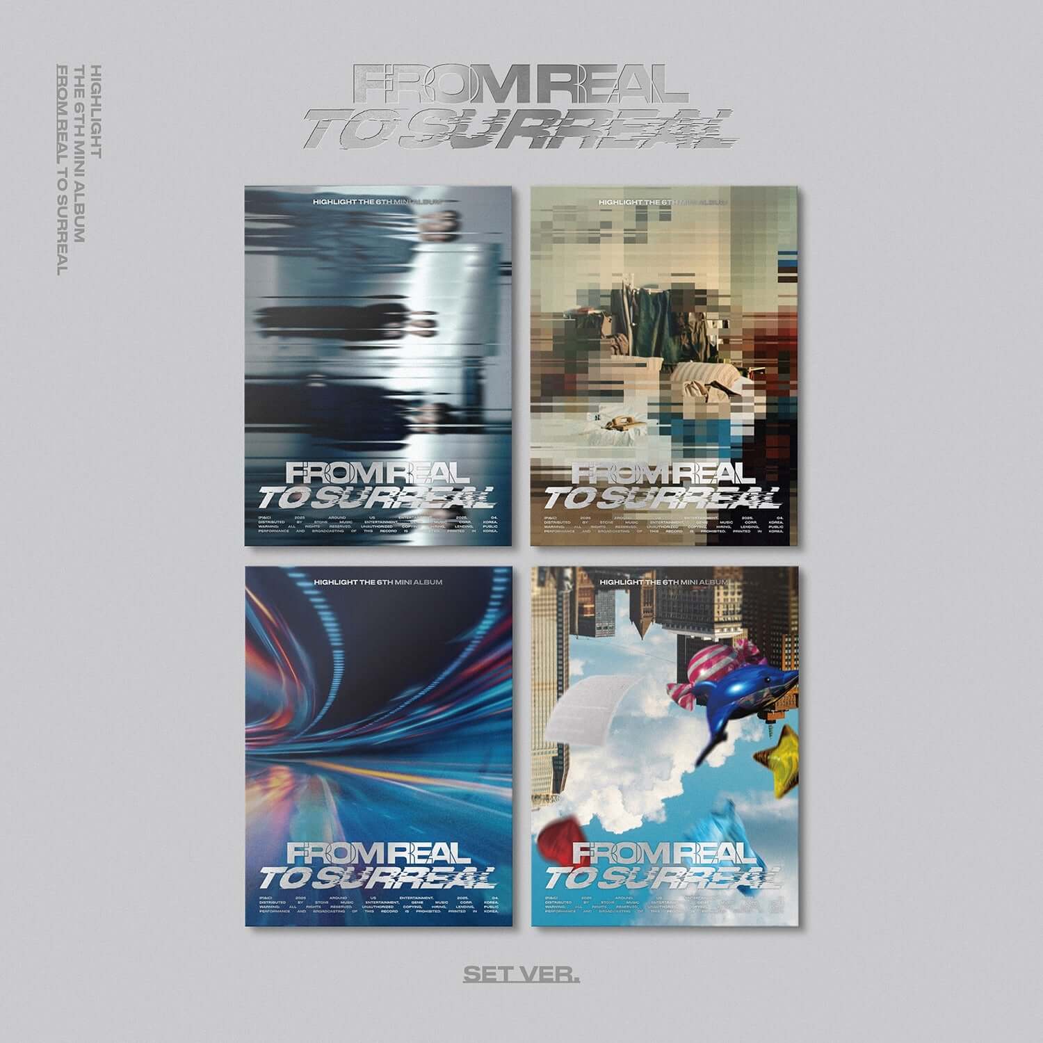 HIGHLIGHT - The 6th MINI ALBUM [From Real to Surreal] (Random 1 of 4) - Album Kpop, coffret visuel sur fond gris, marque HIGHLIGHT