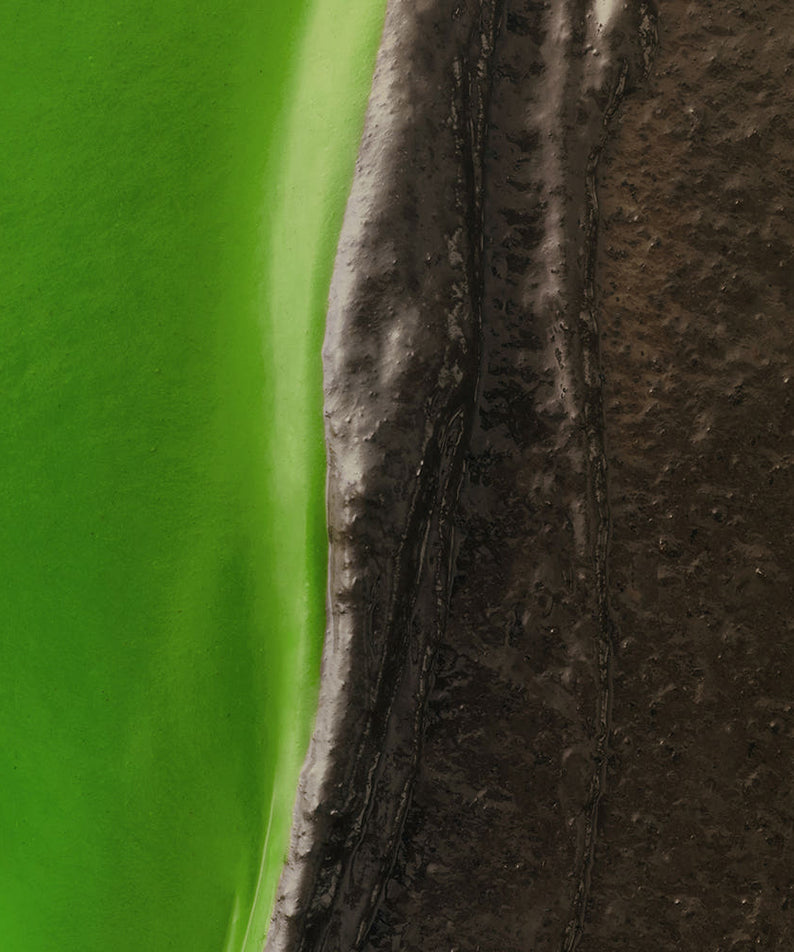 HIT THE TEA Super Matcha Black Roll Cake Gluten-Free, tranche roulée sur fond vert, marque HIT THE TEA, détail texture