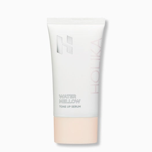 HOLIKA HOLIKA Water Mellow Tone-Up Serum de marque Holika, flacon sérum crème sur fond clair, visuel produit beauté