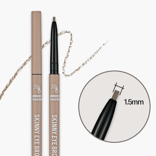HOLIKA HOLIKA Wonder Drawing Skinny Eyebrow 0.05g, crayon fin et tête 1.5mm, maquillage sourcils sur fond clair