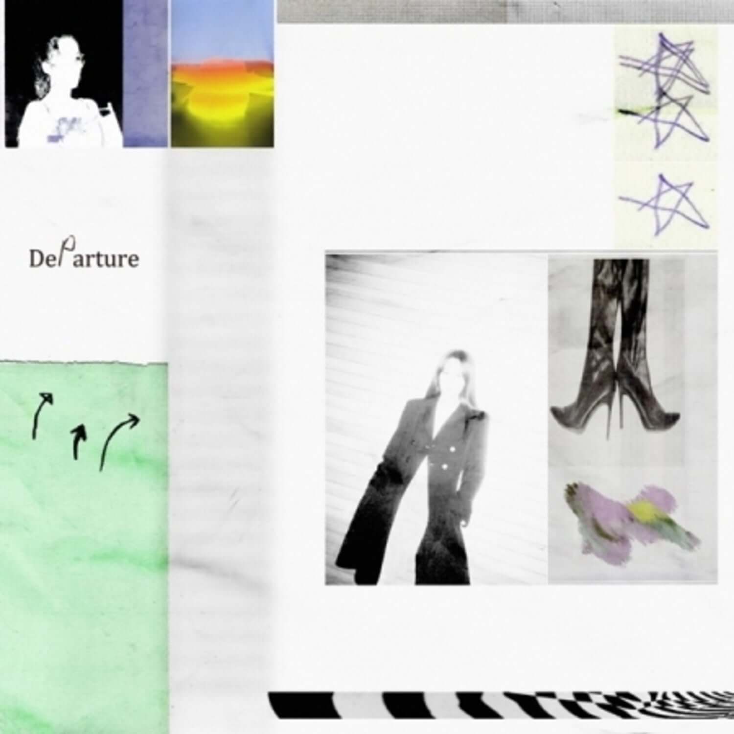 HOODY - 1st Album [DEPARTURE] - Album Kpop : pochette visuelle collage artistique, typographie “Departure”, style urbain, fan HOODY.