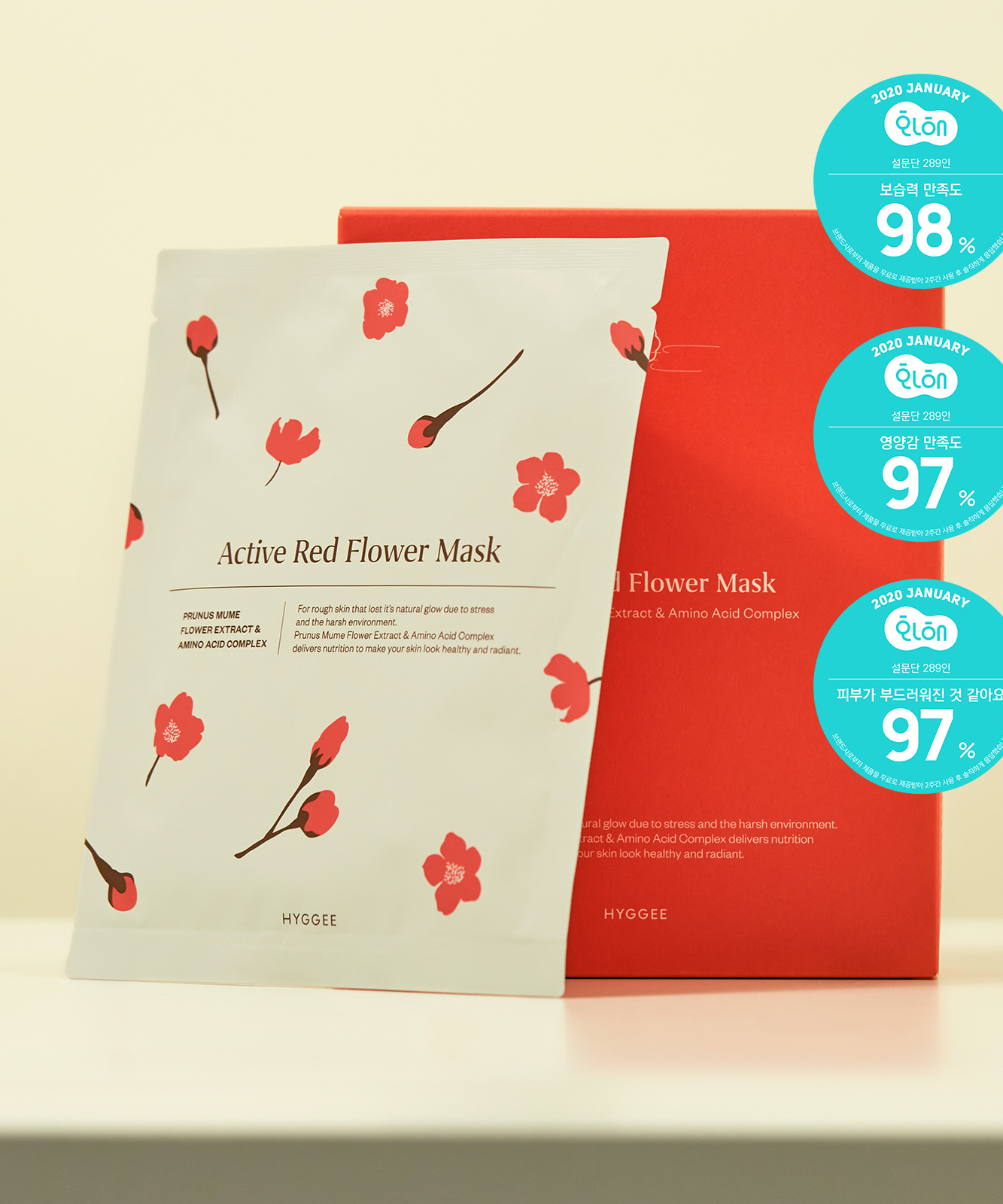 HYGGEE Active Red Flower Mask disponible sur Ma petite Coree, ton Eshop 100% K-beauty en direct de Seoul