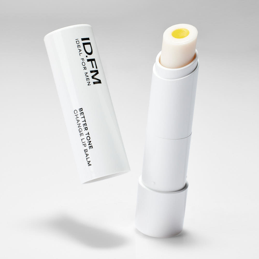 IDEAL FOR MEN Baretone Lip Balm 4g, baume lèvres Baretone en tube blanc, sur fond clair, visuel produit
