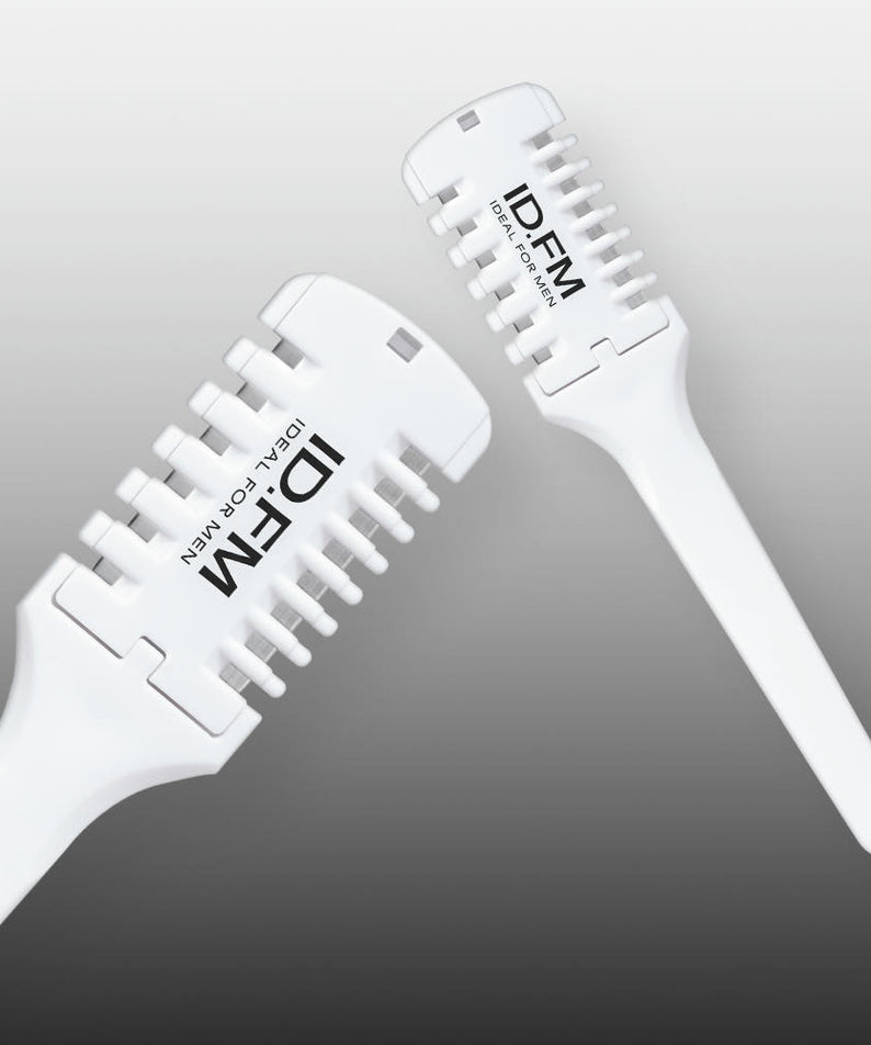 IDEAL FOR MEN Leg Hair Trimmer 1 Pack, trimmer jambes pour hommes, tête blanche sur fond gris, marque IFM, image produit.