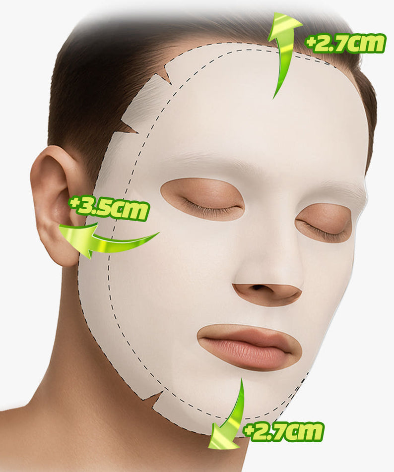 IDEAL FOR MEN Perfect Big Face Mask (5 sheets) : masque visage homme, vue sur tissu couvrant, packaging/pack 5