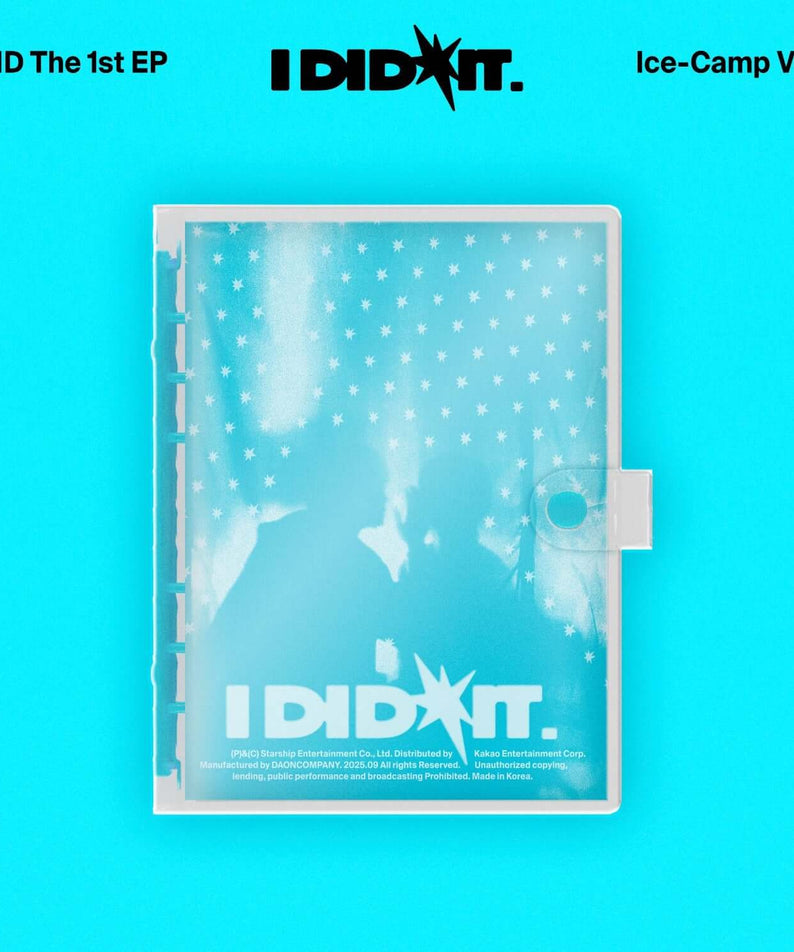 IDID - 1st Album [I did it] (Ice-Camp Special Edition Ver.) - Album Kpop, pochette Ice-Camp Ver. sur fond bleu vif