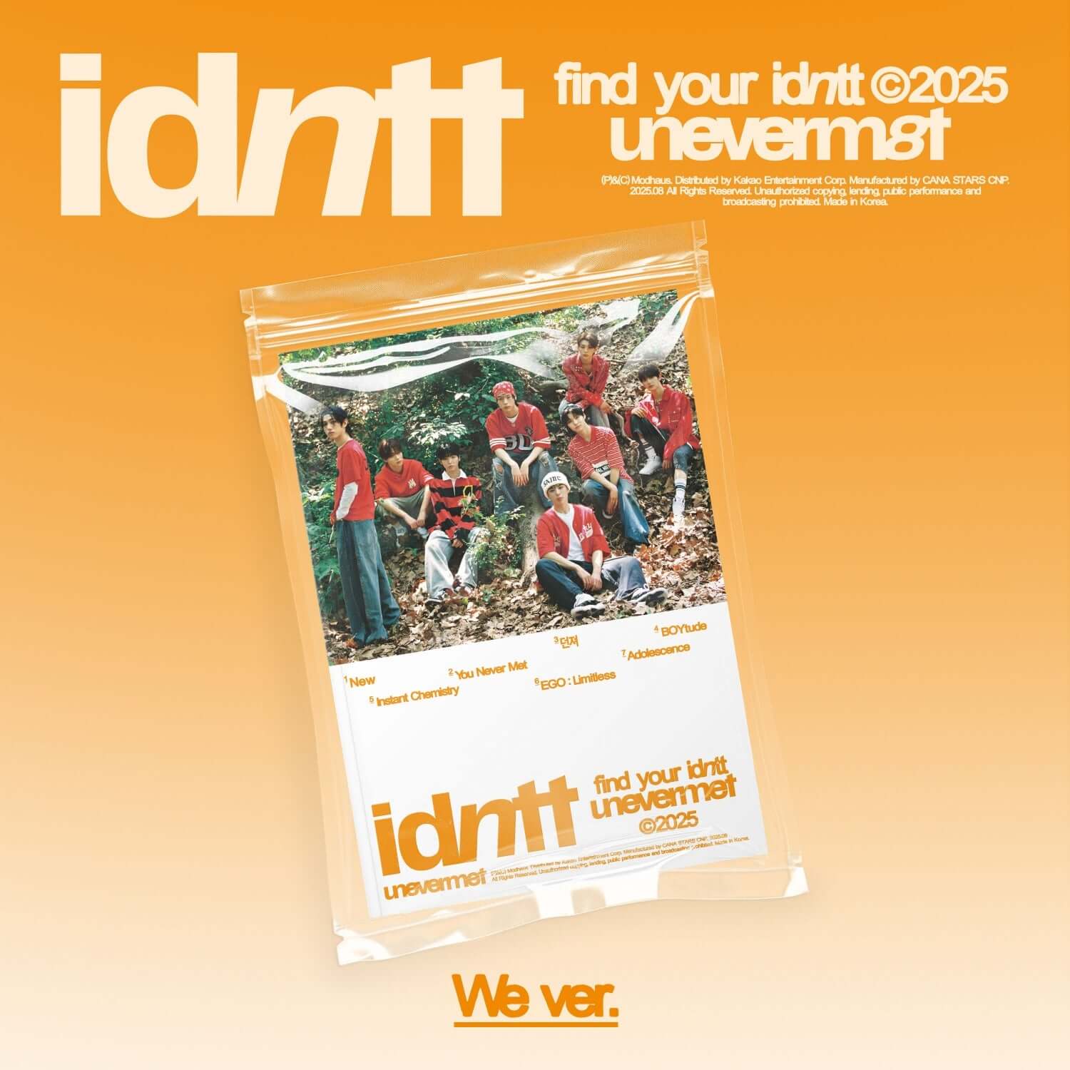 IDNTT - [unevermet] (We ver.) - Album Kpop : pochette du disque We ver., visuel orange, groupe en extérieur