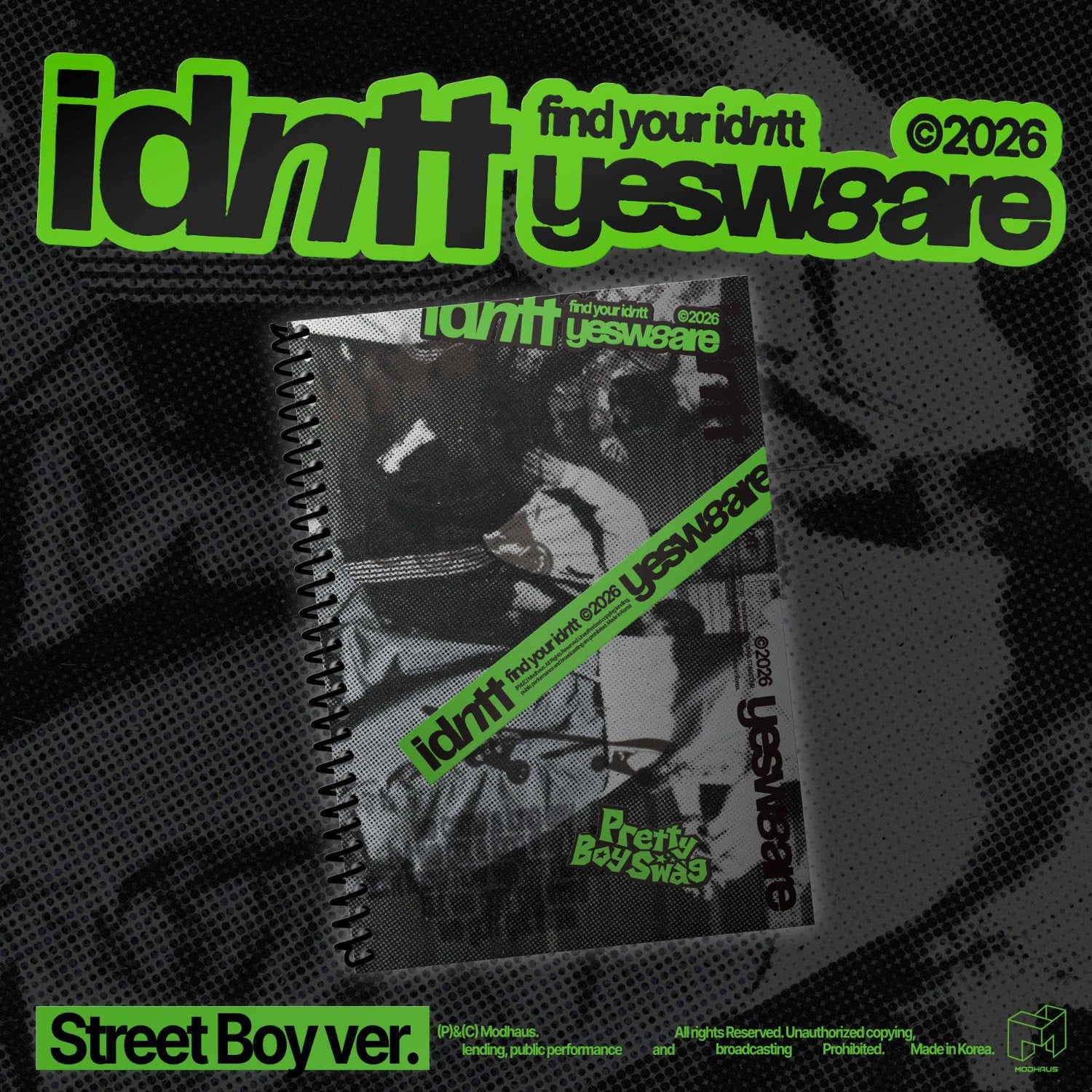 IDNTT - [yesweare] (Street Boy ver.) - Album Kpop, couverture noire IdnTt yesweare, visuel Street Boy sur carnet à spirale