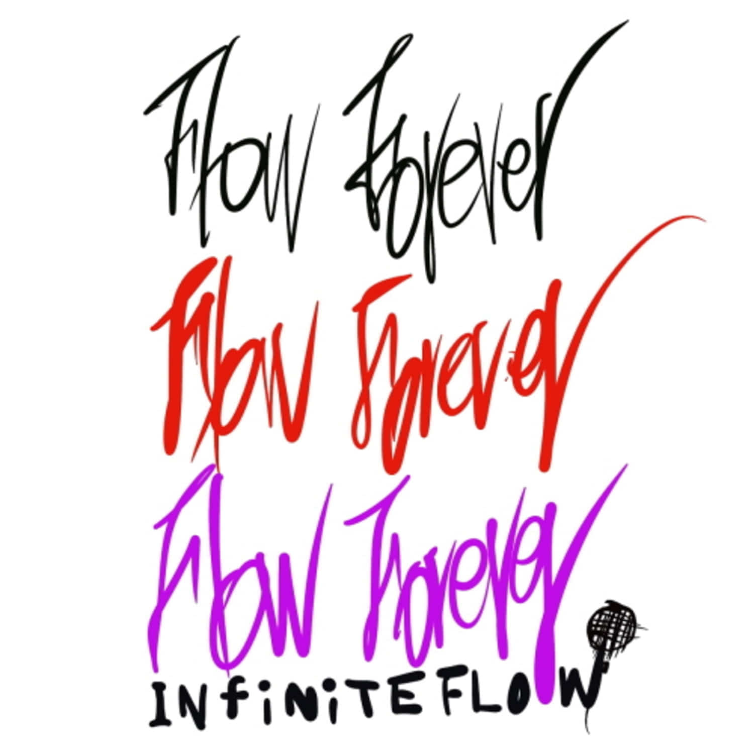 I.F - [Flow Forever](EP) - Album Kpop, pochette graphique “INFINITE FLOW” noire, rouge, violette et micro, style urbain.