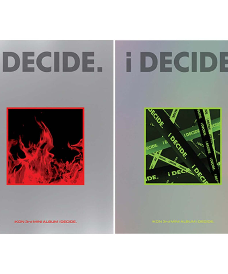 IKON - 3rd MINI ALBUM [i DECIDE] - Album Kpop : couverture i DECIDE, visuel rouge et vert sur fond clair
