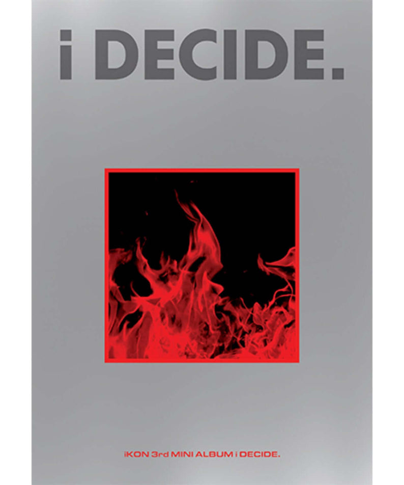 IKON - 3rd MINI ALBUM [i DECIDE] (RED VER.) - Album Kpop, pochette grise avec visuel rouge et marque IKON