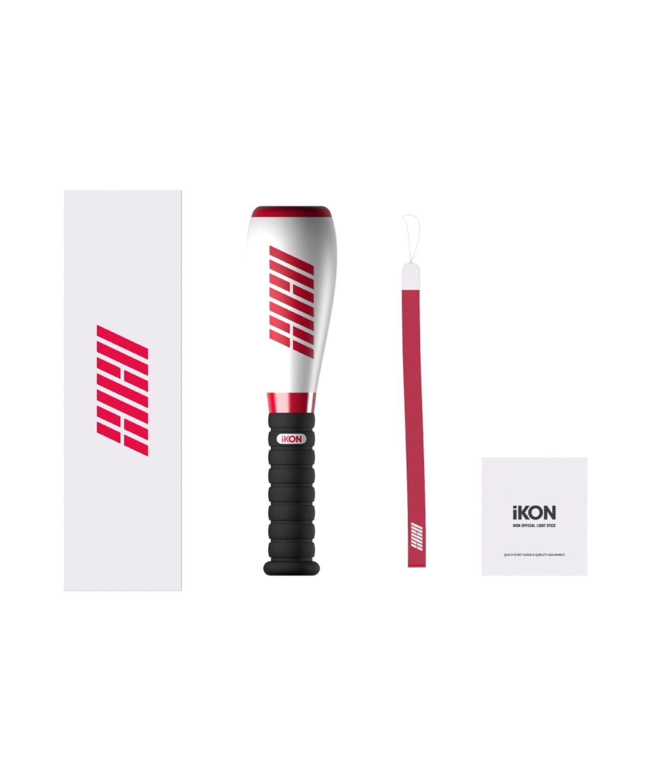 IKON Official Lighstick Ver 2023, lighstick officiel iKON rouge et blanc sur fond clair, photo produit